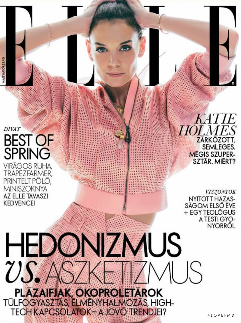 Katie Holmes featured on the Elle Hungary cover from April 2020