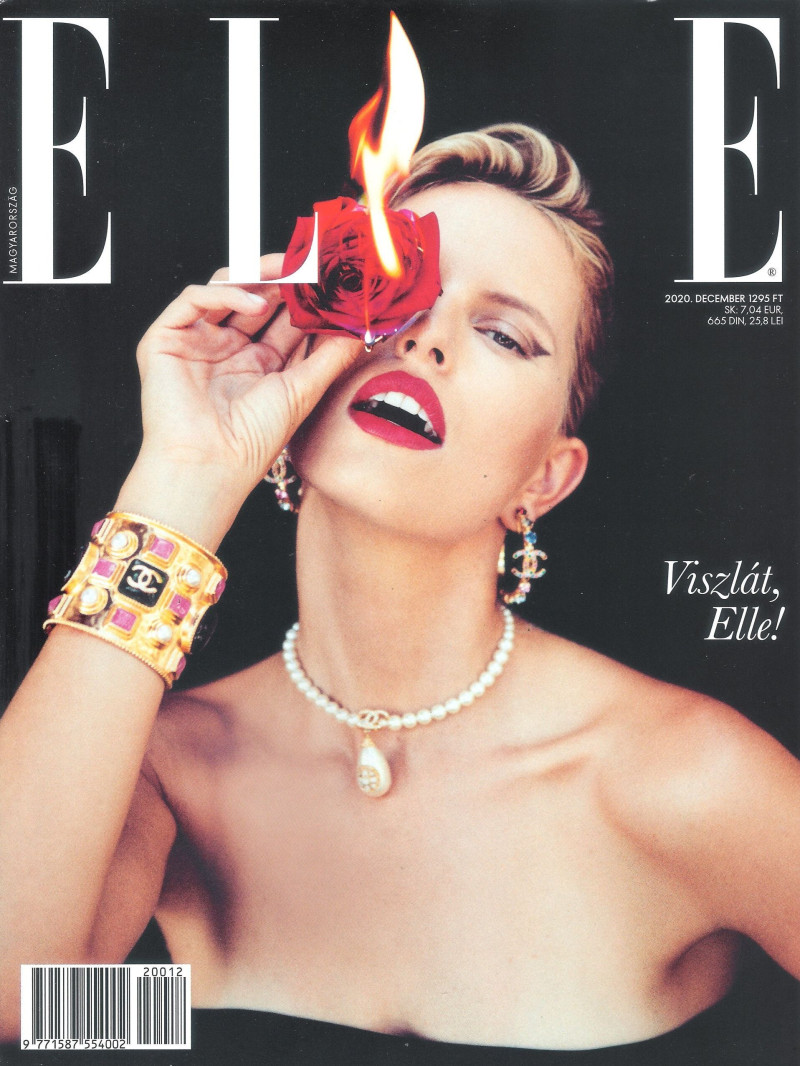 Karolina Kurkova featured on the Elle Hungary cover from December 2020