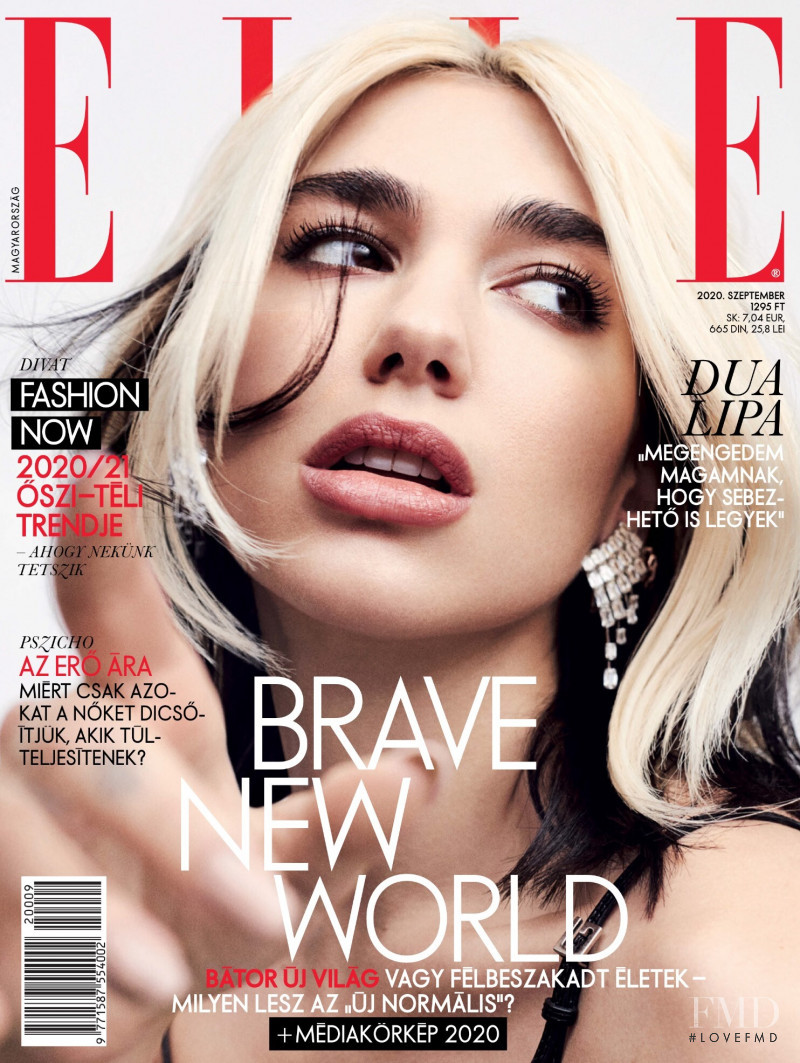 Dua Lipa featured on the Elle Hungary cover from September 2020