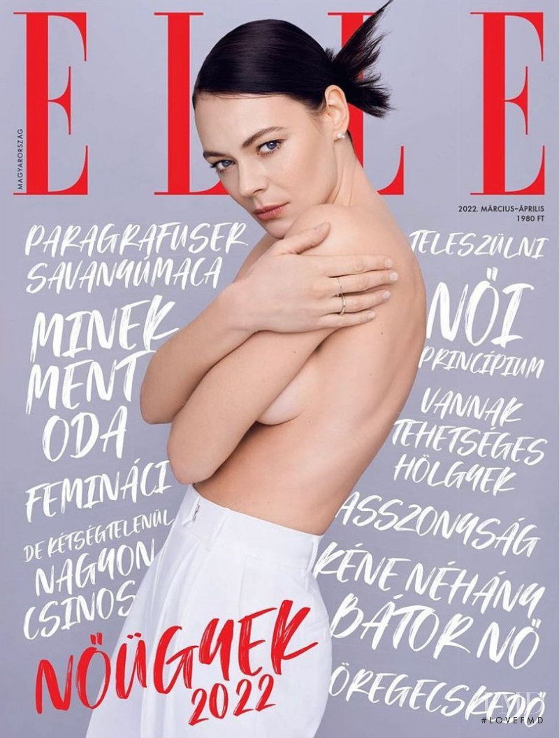 Kinga Rajzak featured on the Elle Hungary cover from March 2022