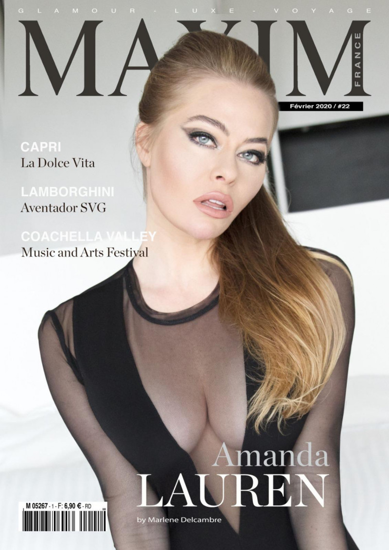 Amanda Lauren featured on the Maxim France cover from February 2020