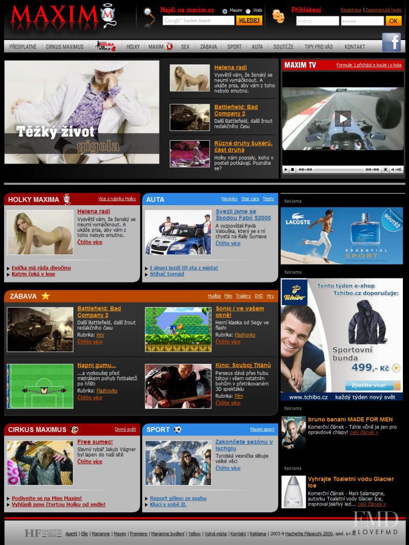 featured on the Maxim.cz screen from April 2010