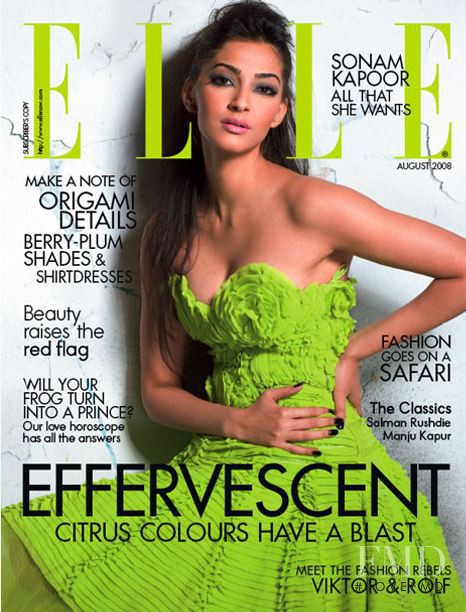 Sonam Kapoor featured on the Elle India cover from August 2008