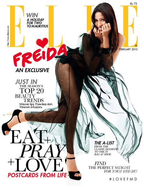 Freida Pinto featured on the Elle India cover from February 2010