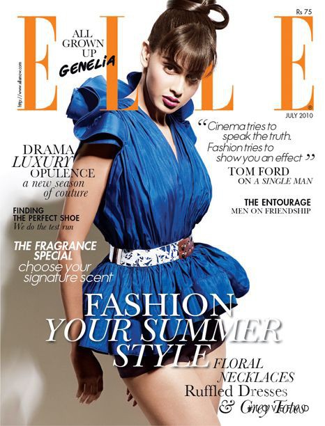 Genelia D\'Souza featured on the Elle India cover from July 2010