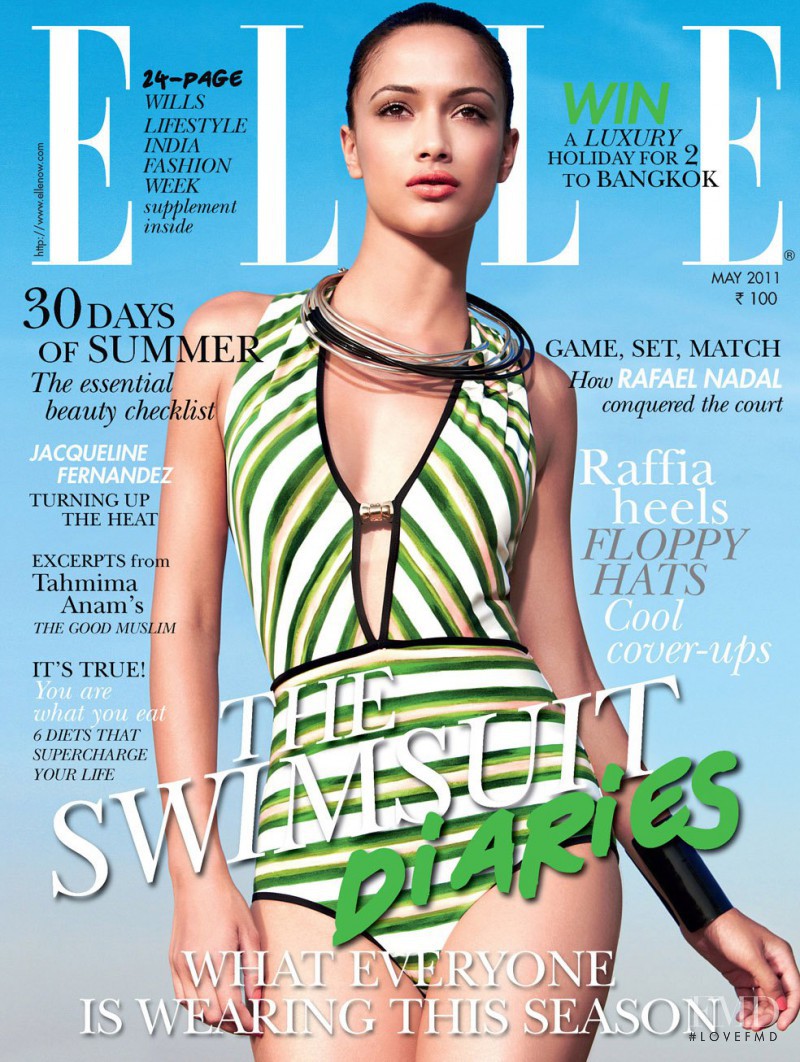 Jacqueline Fernandez featured on the Elle India cover from May 2011