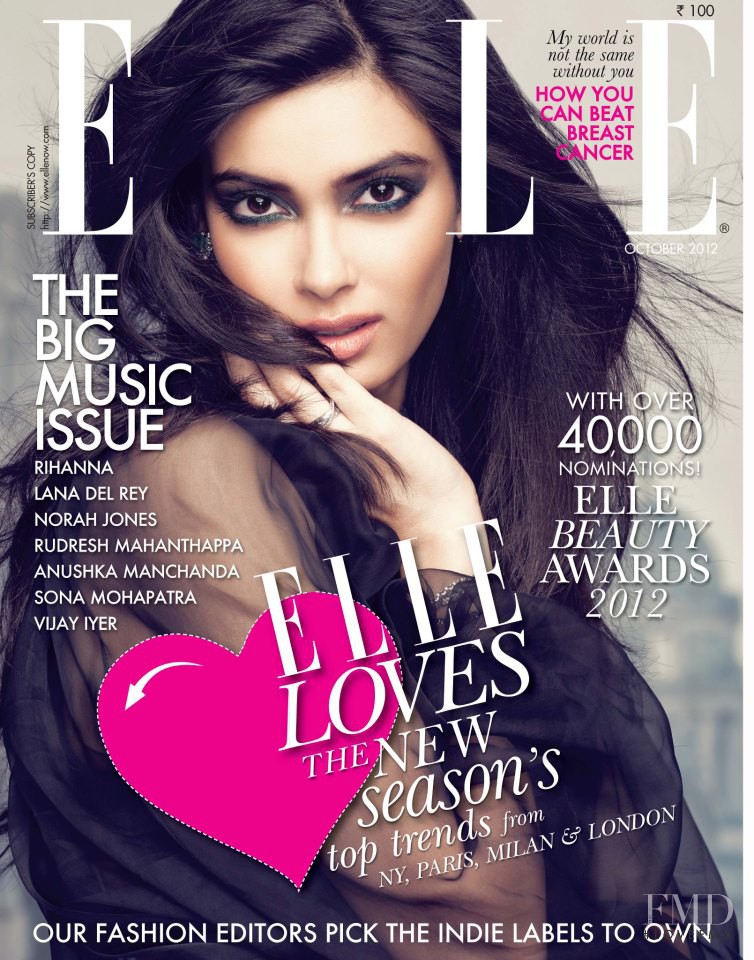 Diana Penty featured on the Elle India cover from October 2012