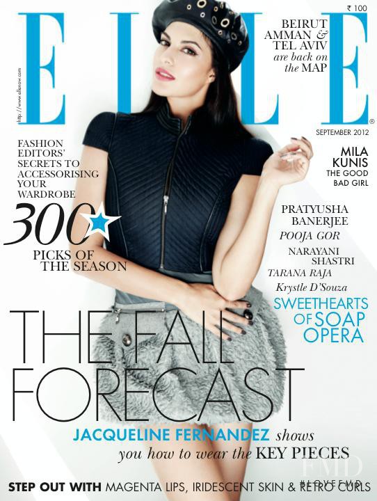 Jacqueline Fernandez  featured on the Elle India cover from September 2012