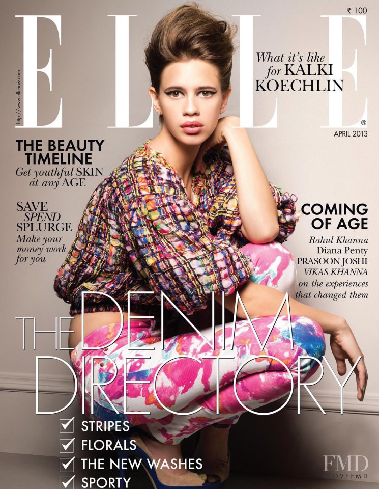 Kalki Koechlin featured on the Elle India cover from April 2013
