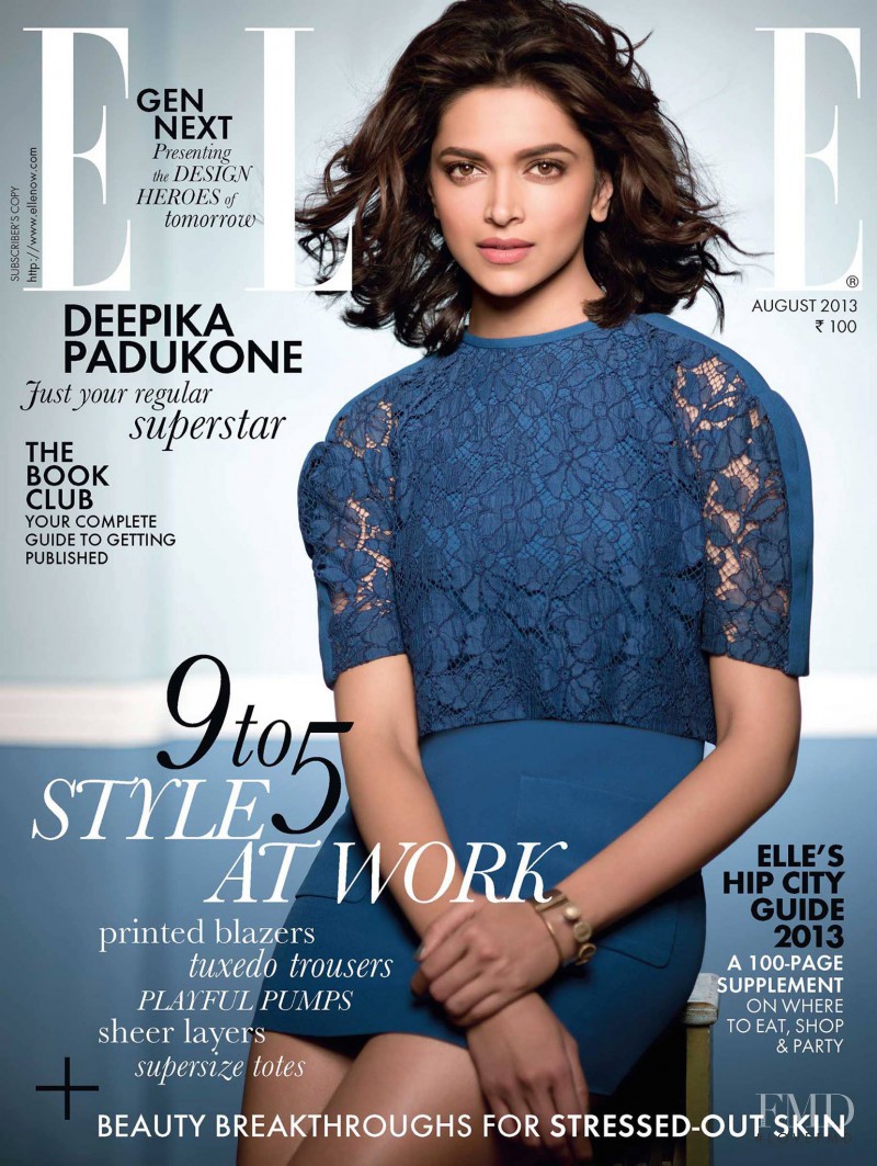 Deepika Padukone featured on the Elle India cover from August 2013
