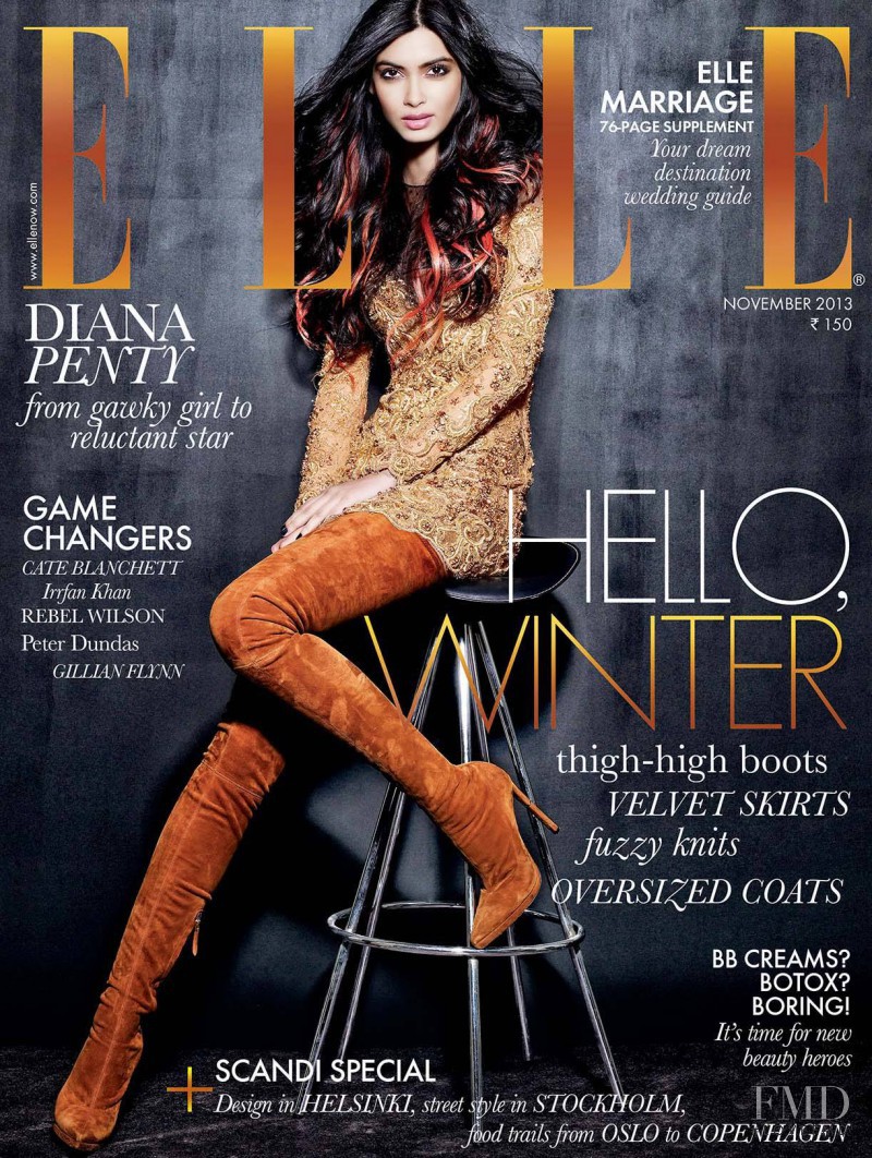 Diana Penty featured on the Elle India cover from November 2013