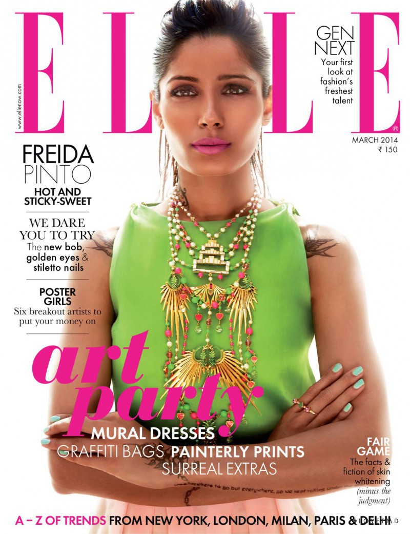 Freida Pinto featured on the Elle India cover from March 2014