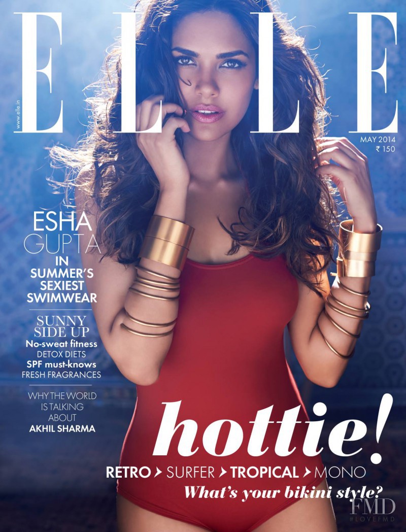 Esha Gupta featured on the Elle India cover from May 2014