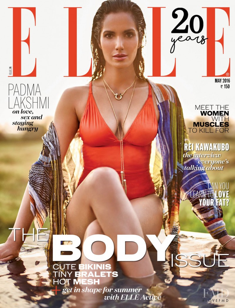 Padma Lakshmi featured on the Elle India cover from May 2016