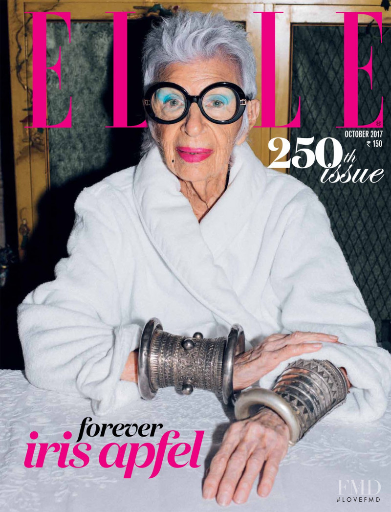 Iris Apfel featured on the Elle India cover from November 2017