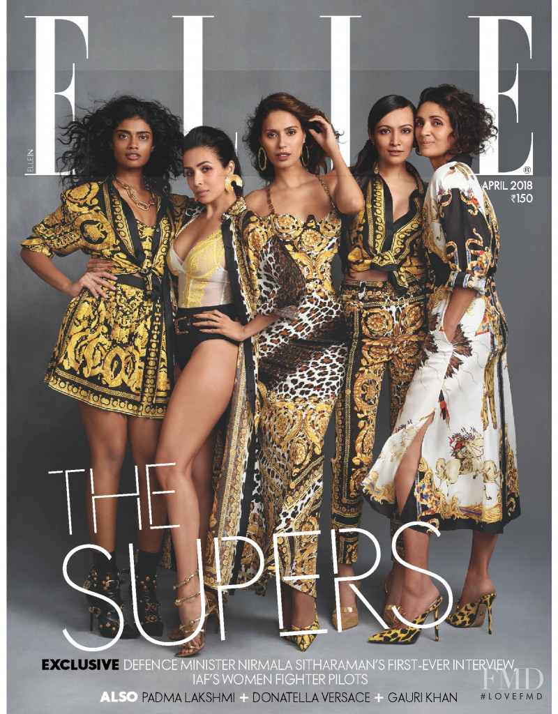 Malaika Arora, Dipannita Sharma, Mehr Jessia featured on the Elle India cover from April 2018