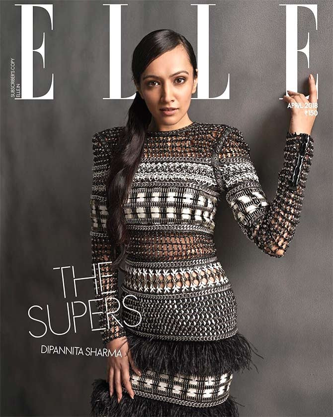 Dipannita Sharma featured on the Elle India cover from April 2018