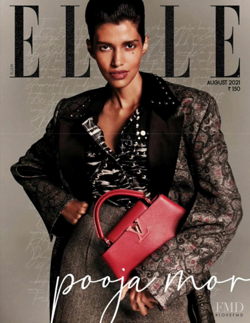 Pooja Mor featured on the Elle India cover from August 2021