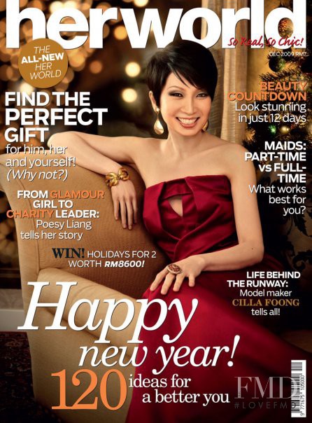 Cilla Foong featured on the Her World Malaysia cover from December 2009