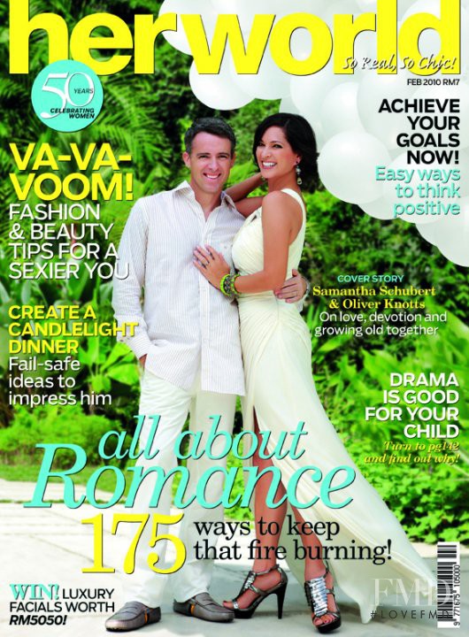 Oliver Knotts, Samantha Schubert featured on the Her World Malaysia cover from February 2010