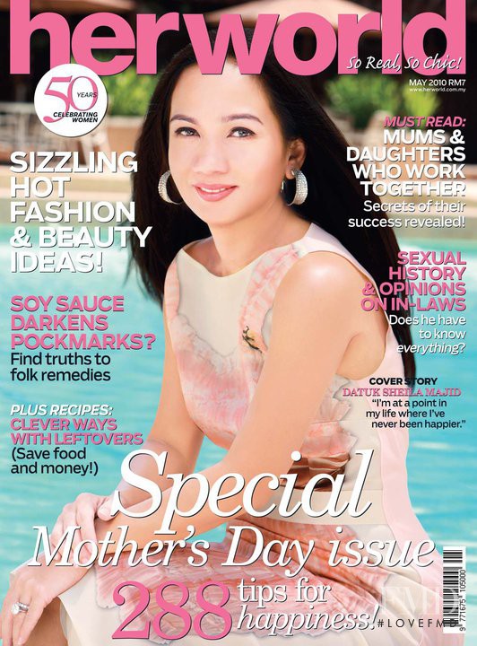 Datuk Sheila Majid featured on the Her World Malaysia cover from May 2010