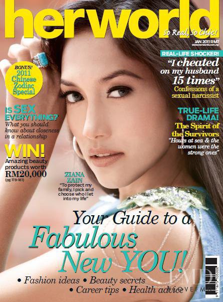 Ziana Zain featured on the Her World Malaysia cover from January 2011