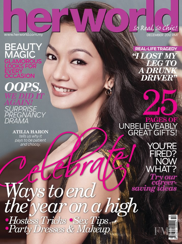 Atilia Haron featured on the Her World Malaysia cover from December 2012