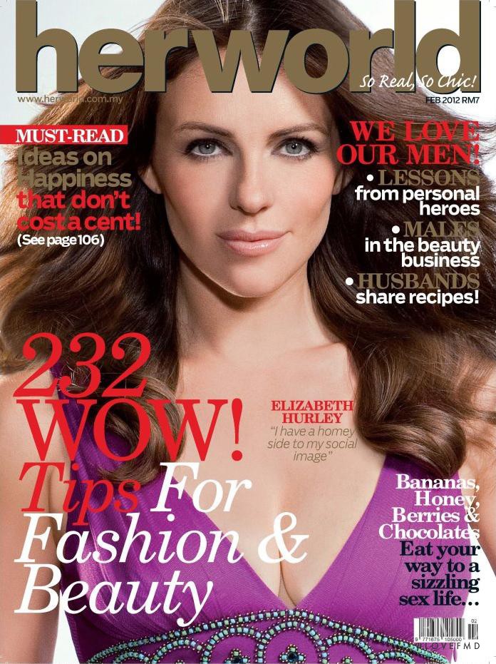 Elizabeth Hurley featured on the Her World Malaysia cover from February 2012