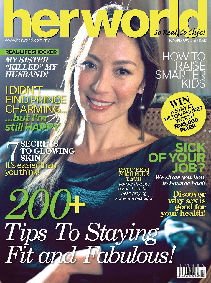 Michelle Yeoh featured on the Her World Malaysia cover from November 2012