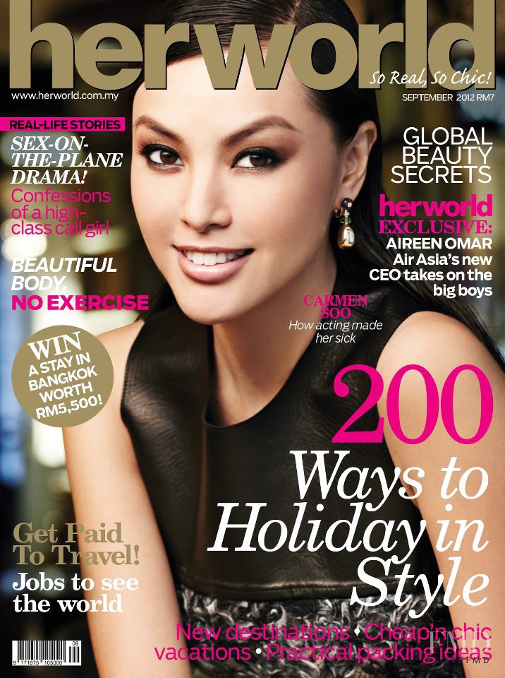 Carmen Soo featured on the Her World Malaysia cover from September 2012