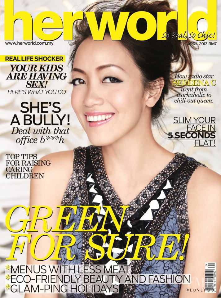 Sereena C featured on the Her World Malaysia cover from April 2013