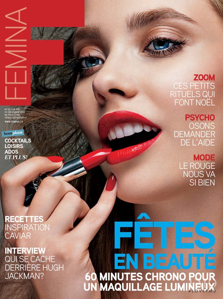 Laine Rogova featured on the Femina Swiss cover from December 2012