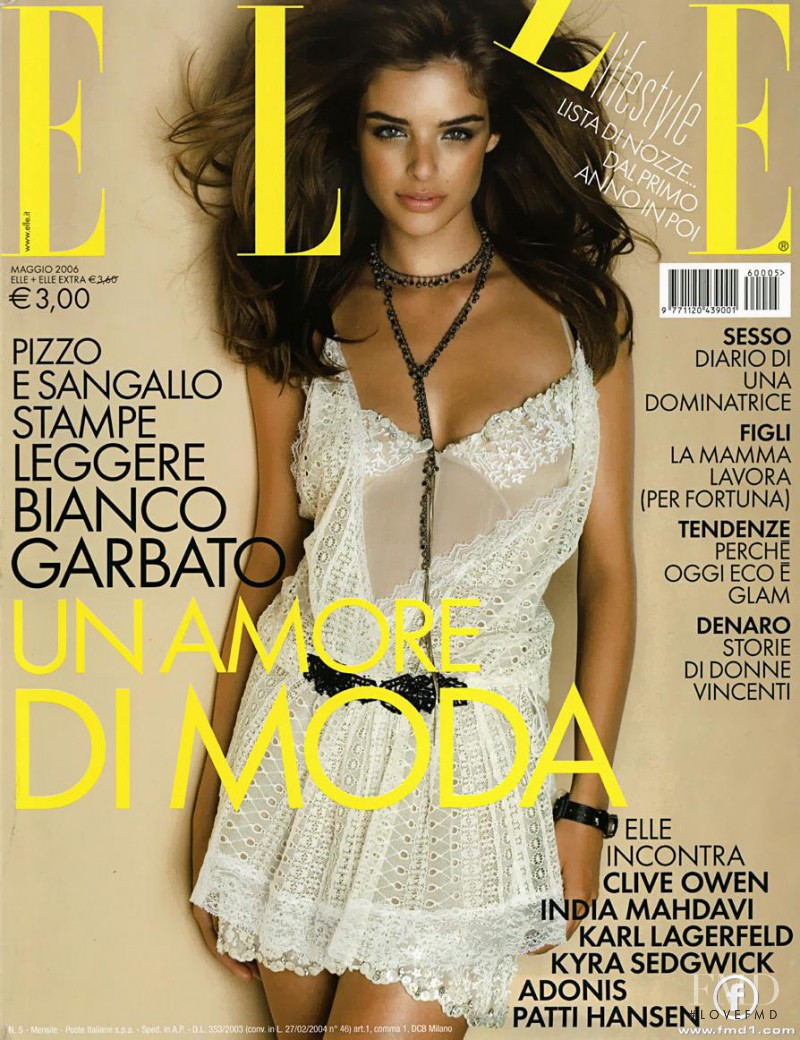 Fernanda Prada featured on the Elle Italy cover from March 2006