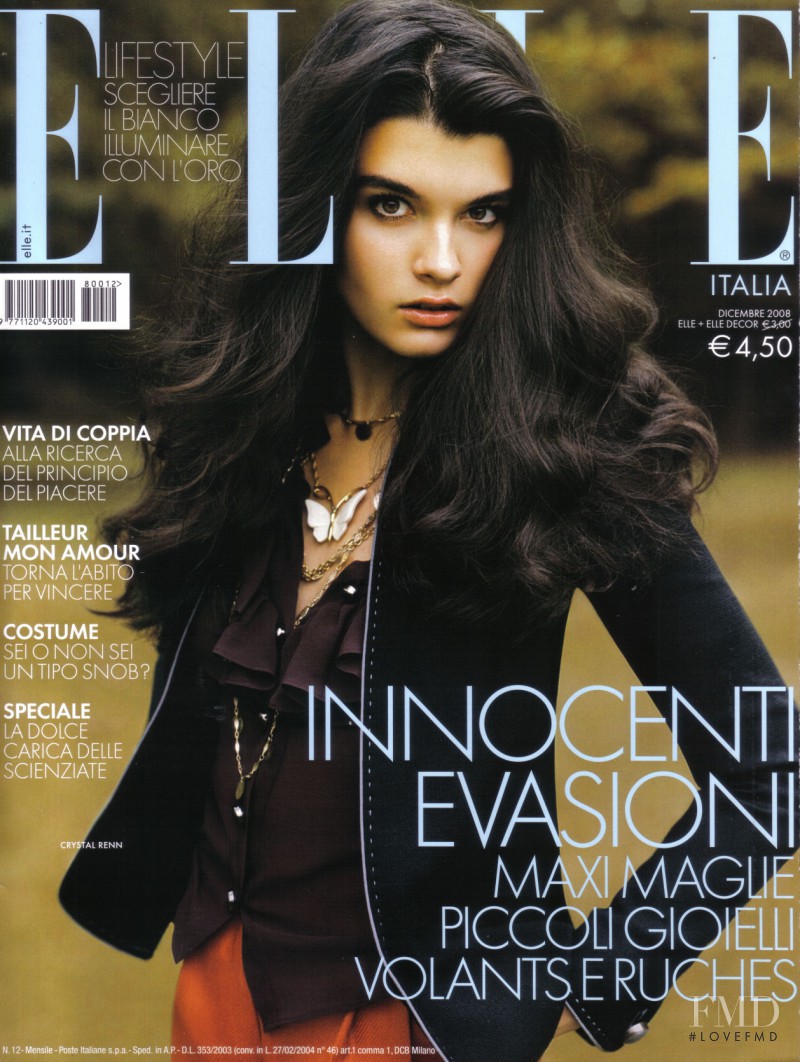 Crystal Renn featured on the Elle Italy cover from December 2008