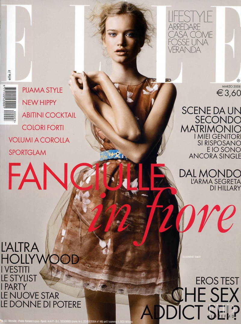 Elianne Smit featured on the Elle Italy cover from March 2008