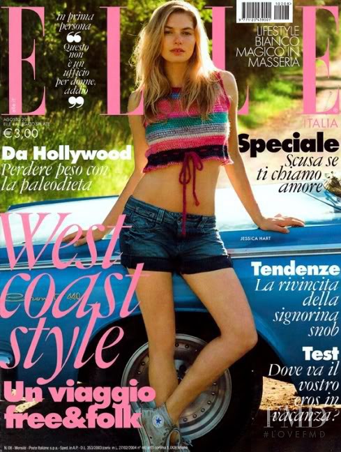 Jessica Hart featured on the Elle Italy cover from August 2011