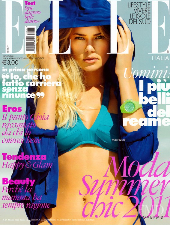 Tori Praver featured on the Elle Italy cover from July 2011