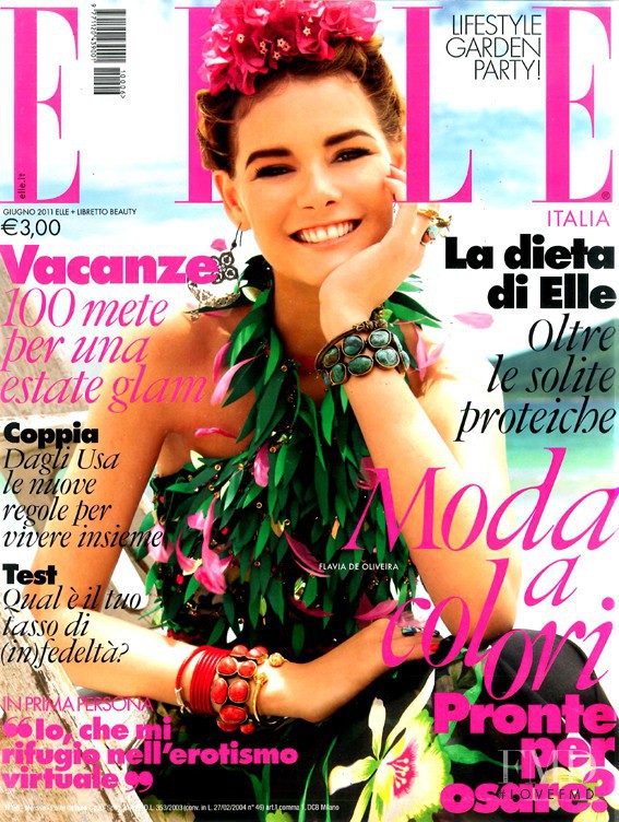 Flavia de Oliveira featured on the Elle Italy cover from June 2011