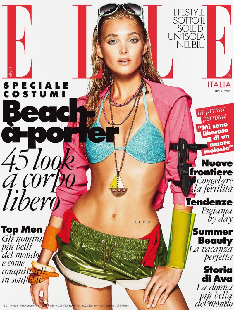 Elsa Hosk featured on the Elle Italy cover from July 2012