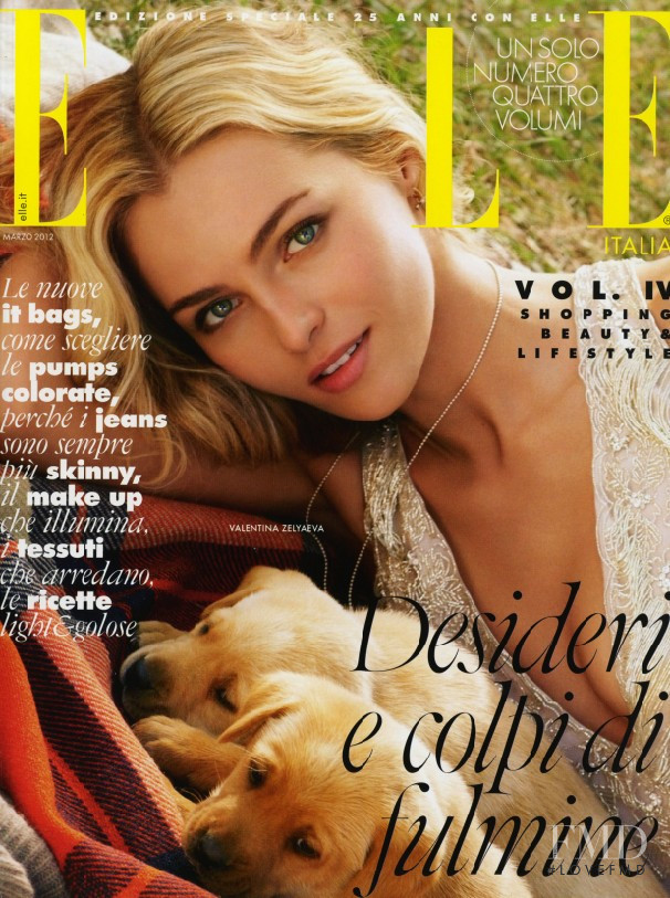 Valentina Zeliaeva featured on the Elle Italy cover from March 2012