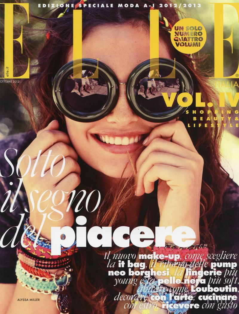 Alyssa Miller featured on the Elle Italy cover from October 2012