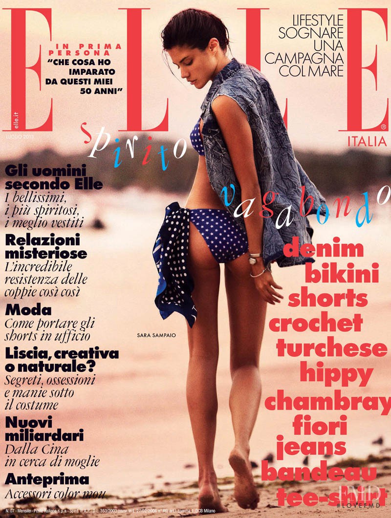 Sara Sampaio featured on the Elle Italy cover from July 2013