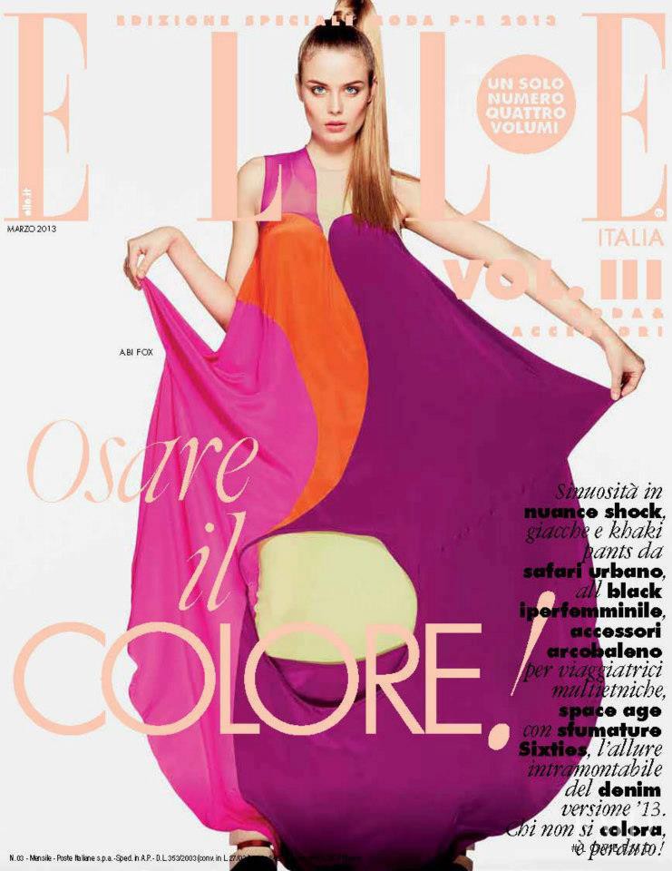 Abi Fox featured on the Elle Italy cover from March 2013