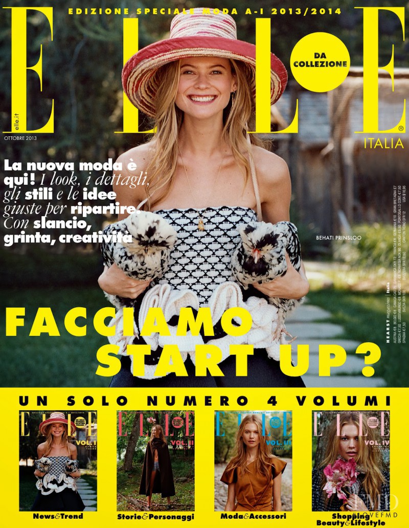 Behati Prinsloo featured on the Elle Italy cover from October 2013