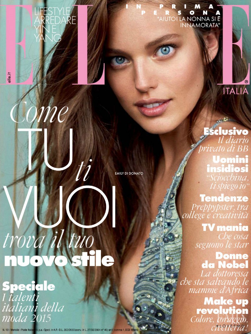 Emily DiDonato featured on the Elle Italy cover from October 2014