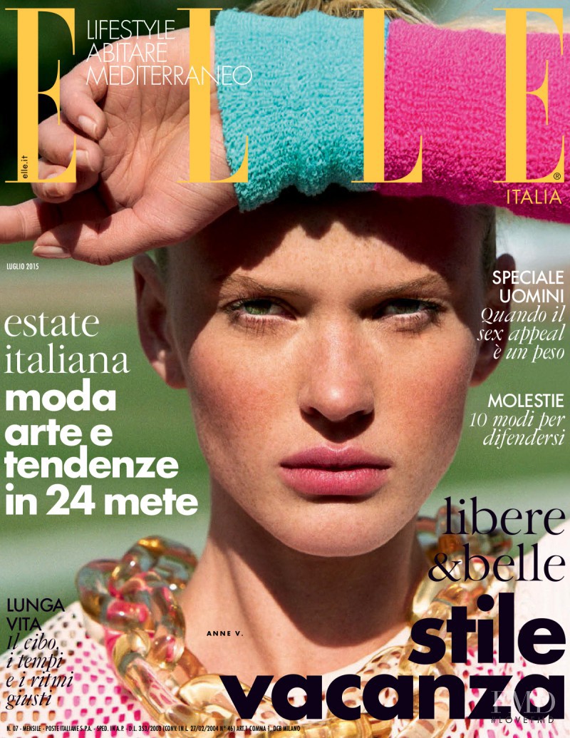 Anne Vyalitsyna featured on the Elle Italy cover from July 2015
