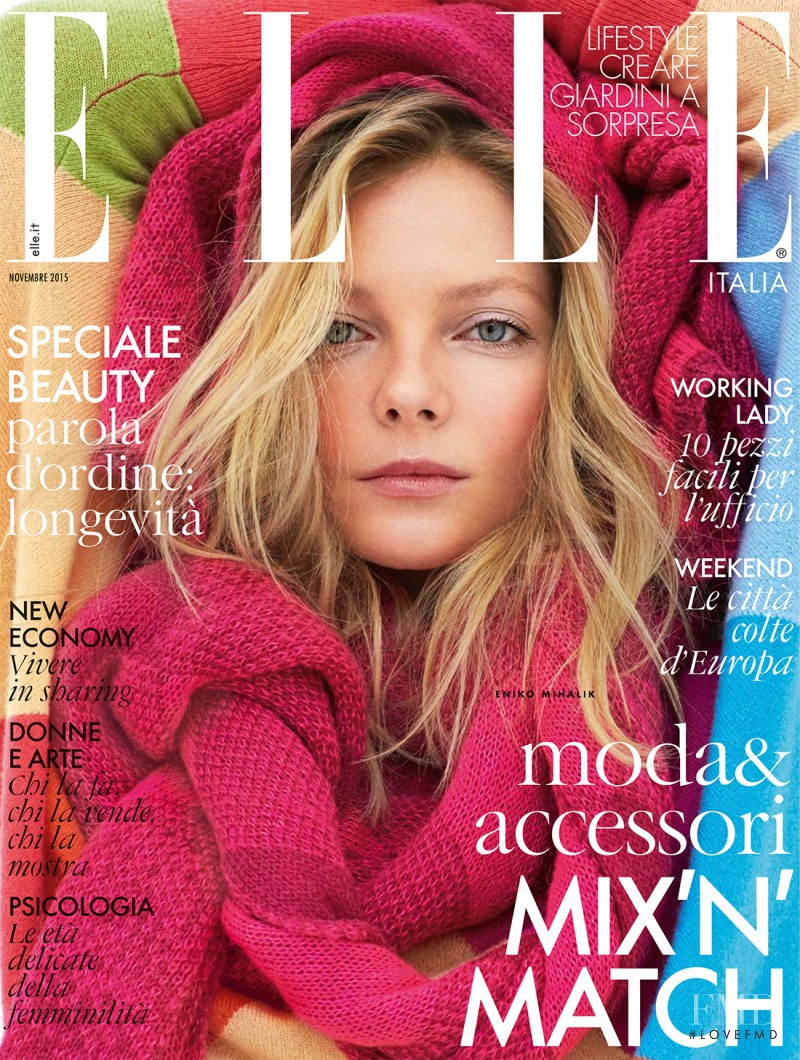 Eniko Mihalik featured on the Elle Italy cover from November 2015
