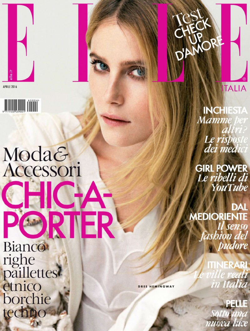 Dree Hemingway featured on the Elle Italy cover from April 2016