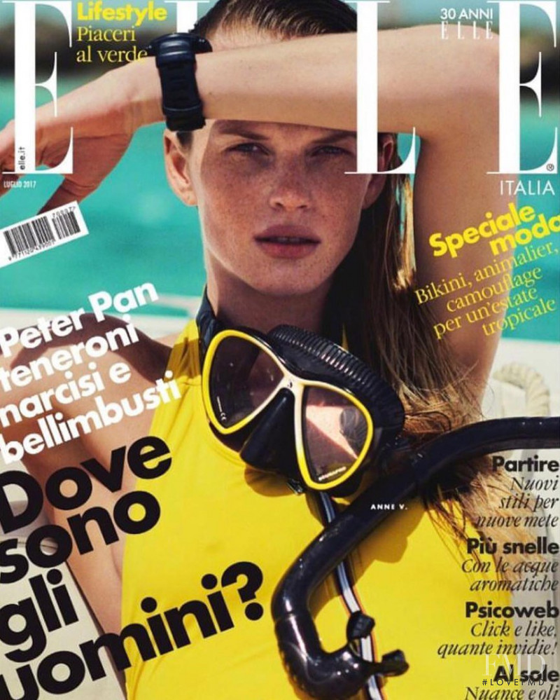 Anne Vyalitsyna featured on the Elle Italy cover from July 2017