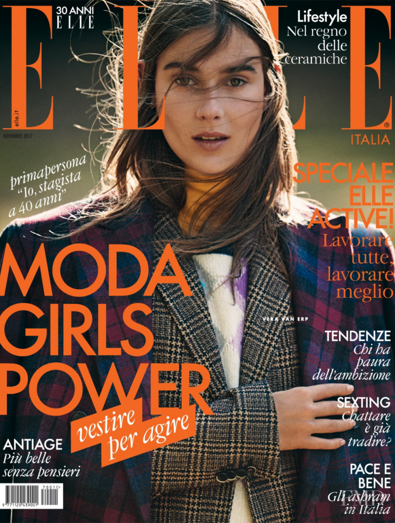 Vera Van Erp featured on the Elle Italy cover from November 2017